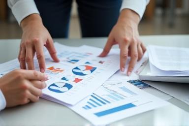 Person discussing business strategy with documents