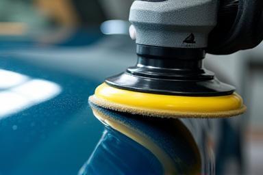 Using a polishing machine on car paint